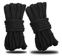Cuerda De Amarre Cuerda de Amarre for Muelle Barco Nailon Trenzado Doble, Color Negro, Cuerda Anclaje, Cuerdas Ultra Resistentes 16,5, 25 y 50 pies(25FT 1-2in)
