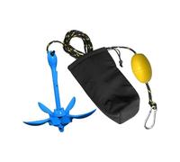 Cuerda de ancla, Ancla de rezón de 4 mandíbulas, ancla plegable portátil de aluminio for pesca, 3lb/1,5 kg, for canoa, bote, cuerda con flotador,Multiusos
