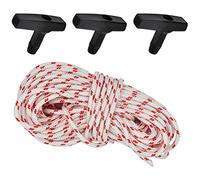 Cuerda de Arranque de Retroceso 10 Metros,Cable de Tracción con 3pcs Asa de Arranque de Retroceso para Cortacésped Motosierra Recortador Desbrozadora de Borde Partes de Motor