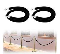 Cuerda de Barrera Cuerda de Terciopelo Negro de 1m 1,5m 1,8m 3m para Montantes, Paquete de 2 Cuerdas para Postes de Control de Multitudes. Barrera de Cola para Eventos de Alfombra, Fiesta, Iglesia ( C