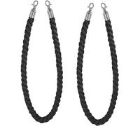 Cuerda de barrera Cuerdas con postes retorcidos Barrier Rope 2 Pcs Multicolor 60-300cm 32mm Hemp Braided With Silver Snap Hooks(Black,250cm/8ft)