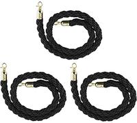 Cuerda de barrera Cuerdas con postes retorcidos Black Twisted Hemp Braided Barrier Rope With Stainless Steel Hooks 1.5-5m(3 Pack,1.5M/5Ft)