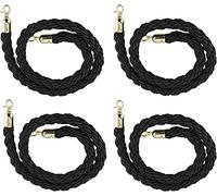 Cuerda de barrera Cuerdas con postes retorcidos Black Twisted Hemp Braided Barrier Rope With Stainless Steel Hooks 1.5-5m(4 Pack,2M/6.5Ft)