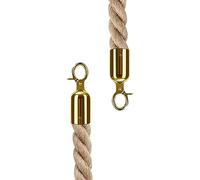 Cuerda de barrera Cuerdas con postes retorcidos Braided Hemp Queue Barrier Hanging Rope with Silver and Gold Snap Hooks Multiple Sizes(Gold Hooks,2.5m/8.2ft)