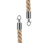 Cuerda de barrera Cuerdas con postes retorcidos Braided Hemp Queue Barrier Hanging Rope with Silver and Gold Snap Hooks Multiple Sizes(Silver Hooks,1.8m/6ft)