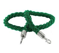 Cuerda de barrera Cuerdas con postes retorcidos Queue Barrier Stanchion Rope With Metal Hooks Multicolor 2ft To 10ft(Green a,5ft/150cm)