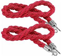 Cuerda de barrera de cola con ganchos, cuerda de cáñamo trenzada roja de 5 pies para control de multitudes, línea de seguridad duradera para separadores de colas de 0.6/0.9/1.2/1.5/6 pies Opciones