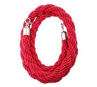 Cuerda de Barrera de Nylon Trenzado con Extremos Metálicos Cromados para Separación de Espacios Manejo de Multitudes Y Señalización de Filas Adecuada, Rojo, 2m