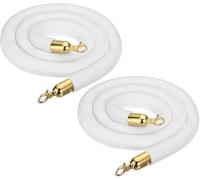 Cuerda de barrera VIP de terciopelo blanco de 5 pies, paquete de 2 colas for poste, cuerdas de control de multitudes for eventos de alfombra, iglesia