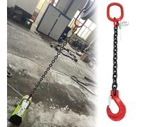 Cuerda de Cadena Pesada, Eslinga de Cadena de elevación Resistente G80, Gancho autoblocante de 1m, 1 Pata, Capacidad de 1-11 toneladas(1m L - 2 Ton Lifting Capacity)