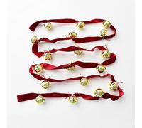 Cuerda de campana de cinta navideña festiva con terciopelo y satén, produce agradables sonidos de campana para decoraciones de árboles y puertas, hecha de tela (A)