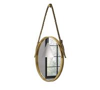 Cuerda de cáñamo Espejo de Pared Estilo nórdico Espejo Colgante Tienda de Ropa Probando Ropa Espejo Joyería Espejo Decorativo Hogar Redondo Espejo de baño Espejo de Maquillaje,Gold,50CM