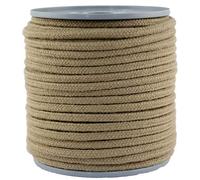 Cuerda de cáñamo sintético de 6 mm de diámetro, 50 metros en bobina de disco, 100% polipropileno, cuerda trenzada de 16 hebras, color lino.
