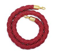 Cuerda de control de multitudes, 1/1.5/2/2.5/3meter Golden Stanchion Rope Queue Barrier,Crowd Control,Braided Hemp for Divider(Red,3meter)