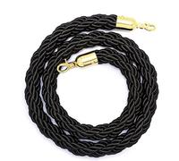 Cuerda de control de multitudes, 1/1.5/2/2.5/3meter Golden Stanchion Rope Queue Barrier,Crowd Control,Braided Hemp for Divider(Black,1meter)