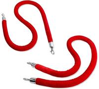 Cuerda de control de multitudes, 2 Pcs Velvet Stanchion Rope for Movie Theaters & Restaurants Hotels Grand Event, Thick 1/8 Inch(Silver,100cm/40 in)