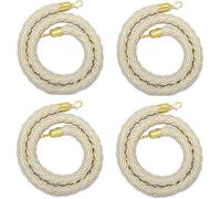 Cuerda de control de multitudes, 4 Pack Barrier Stanchion Twisted for Weddings/Party/Concert Venues, Braided, Stainless Steel Snap(Gold Hook,0.9m/3ft)
