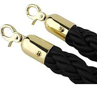 Cuerda de control de multitudes, Hemp Braided Rope Black Chains, Queue Barrier for Hotel Celebration, Movie Theaters(1 Pack,1.5m/5ft)