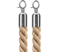 Cuerda de control de multitudes, Natural Twisted Hemp Rope for Stanchion Post/Delineator Cones/Bollard Pole, 2 Pcs Dividers(Silver,2.1m/7ft)