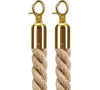 Cuerda de control de multitudes, Natural Twisted Hemp Rope for Stanchion Post/Delineator Cones/Bollard Pole, 2 Pcs Dividers(Gold,2.1m/7ft)