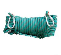 Cuerda de descenso de seguridad de 10 mm con 2 mosquetones, ideal para escalada y rescate al aire libre, disponible en longitudes de 10 m y 20 m (20 m, verde)