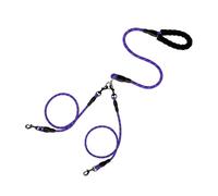 Cuerda de doble cabeza para pasear perros con patrón ondulado, una cuerda de tracción y dos cuerdas de tracción, antibobinado y desmontable (morado, 2 cabezas)