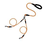 Cuerda de doble cabeza para pasear perros con patrón ondulado, una cuerda de tracción y dos cuerdas de tracción, antibobinado y desmontable (naranja, 2 cabezas)