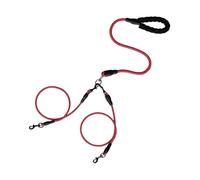 Cuerda de doble cabeza para pasear perros con patrón ondulado, una cuerda de tracción y dos cuerdas de tracción, antibobinado y desmontable (rojo, 2 cabezas)