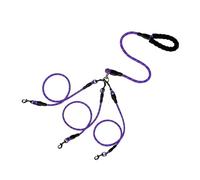 Cuerda de doble cabeza para pasear perros con patrón ondulado, una cuerda de tracción y dos cuerdas de tracción, antibobinado y desmontable (morado, 3 cabezas)