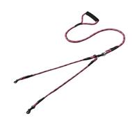 Cuerda de doble cabeza para pasear perros con patrón ondulado, una cuerda de tracción y dos cuerdas de tracción, antibobinado y desmontable (rojo)