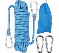 Cuerda de escalada, cuerda de escalada al aire libre, cuerda de escalada estática de 10 mm, cuerda de seguridad escalada, cuerda de escape con 2 mosquetones para fuego, alpinismo, camping, paracaídas,