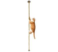 Cuerda de escalada para gatos, poste de escalada de yute de 3 m (9,8 pies) de largo con gancho y 3 tornillos de montaje, juguete de escalada para gatos colgante de yute para montaje en techo o pared