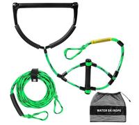 Cuerda de esquí acuático de 75 pies con mango de 15 pulgadas y mango de 6 3 pulgadas diseñada para un rendimiento y durabilidad superiores (rojo)