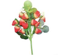 Cuerda de fresa sintética para uso decorativo en cocina, sala de estar, dormitorio, ventana, 28 cm, rama de fruta artificial de plástico con acabado liso (rojo y amarillo)