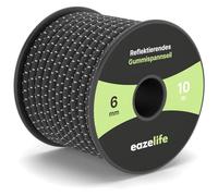 Cuerda de goma en rollo, 4 mm, 10 m de longitud, reflectante, versátil cuerda expansora para remolques, deportes de vela, pesca y exterior, altamente elástica, resistente a la intemperie, negro y