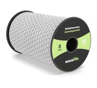 Cuerda de goma en rollo, reflectante, resistente a la intemperie, recortable, altamente elástica, resistente, versátil cuerda expansora para remolques, velas, pesca y exteriores (blanco, 8 mm x 20 m)