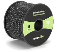 Cuerda de goma en rollo, reflectante, resistente a la intemperie, recortable, altamente elástica, resistente, versátil cuerda expansora para remolques, velas, pesca y exteriores (negro, 6 mm x 20 m)