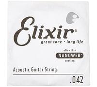 Cuerda de guitarra acústica individual Elixir® Strings de bronce en proporción 80/20 con recubrimiento NANOWEB® (.042)