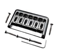 Cuerda de guitarra eléctrica de 6 cuerdas a través del puente del cuerpo Puente fijo de 6 cuerdas 76,5x44,5 MM piezas de cola dura negro/cromo(Schwarz)