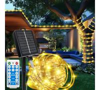 Cuerda de luces solares impermeables de 39 pies, 200 LED, batería recargable de alta capacidad, carga dual, cadena de luces para exteriores, control remoto, para camino, patio, jardín, palmera