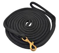 Cuerda de nailon trenzado negro para caballo, línea ecuestre de 15 pies con gancho de latón a presión, agarre cómodo para conducir, entrenar, atar, caminar caballos