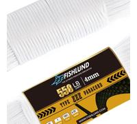 Cuerda de paracaídas FISHLUND de 550 lb, 7 hebras tipo III, 50 pies, 4 mm, nailon para acampar, Blanca