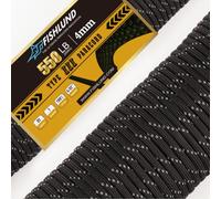 Cuerda de paracaídas reflectante FISHLUND de 258 kg, 7 hebras, tipo III, 15 m, 4 mm, nailon para acampada, Negra