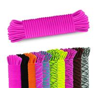 Cuerda de paracord 550 de 4 mm, cuerda de paracord, 7 hilos de núcleo, equipo al aire libre, camping al aire libre, cuerda de paracord para perro (15 metros, rosa)