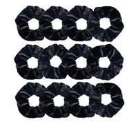 Cuerda De Pelo De Tela 12 coleteros de terciopelo blancos, negros, azules, verdes, morados, rojos y rosas, accesorios for el cabello for mujeres niñas(Black)