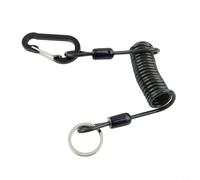 Cuerda de pesca de acero inoxidable con resorte de alambre de 7 hebras para alicates y cañas de señuelo, cordón antipérdida, negro, 1,2 m de longitud (1,2 m)