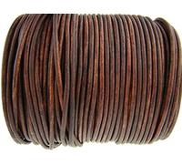 Cuerda de piel redonda 3 mm. Marrón antiguo. Longitud seleccionable. 50 m Marrón envejecido