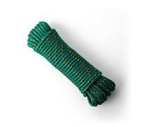Cuerda de polipropileno SNURO (8 mm, 20 m, verde con rojo y amarillo) - Cuerda trenzada ligera y versátil para exteriores, supervivencia y jardín, ¡no para escalar! - Carga de rotura 918 kg