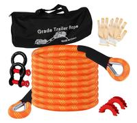 Cuerda de Remolque 7,3 M (24 ft) 36.000 lbs (16T) Capacidad - con Guantes Antideslizantes+Bolsa de Almacenamiento+Accesorios - para Camiones,Jeep,Tractores,ATV,UTV, urismos - Rescate en Carretera