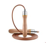 Cuerda de saltar ajustable de piel, mango de madera pura y diseño de almohadilla giratoria, adecuada para ejercicios de fitness y fitness en casa